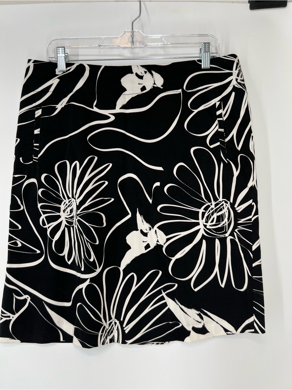 Willi Smith Vintage Black & White‎ Floral A-Line Skirt